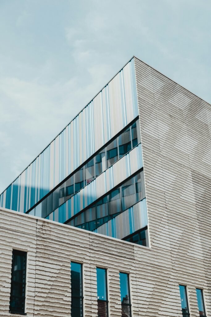 architectural photography of gray building